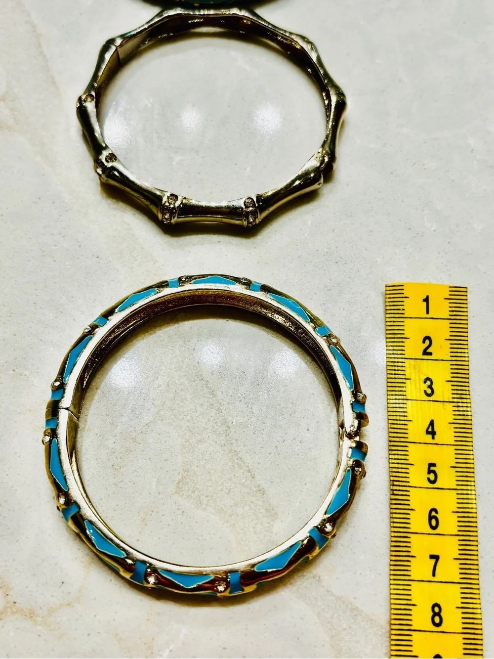 Nordstrom SEQUIN NYC Gold-Tone and Turquoise Enamel Bangle Bracelet Set